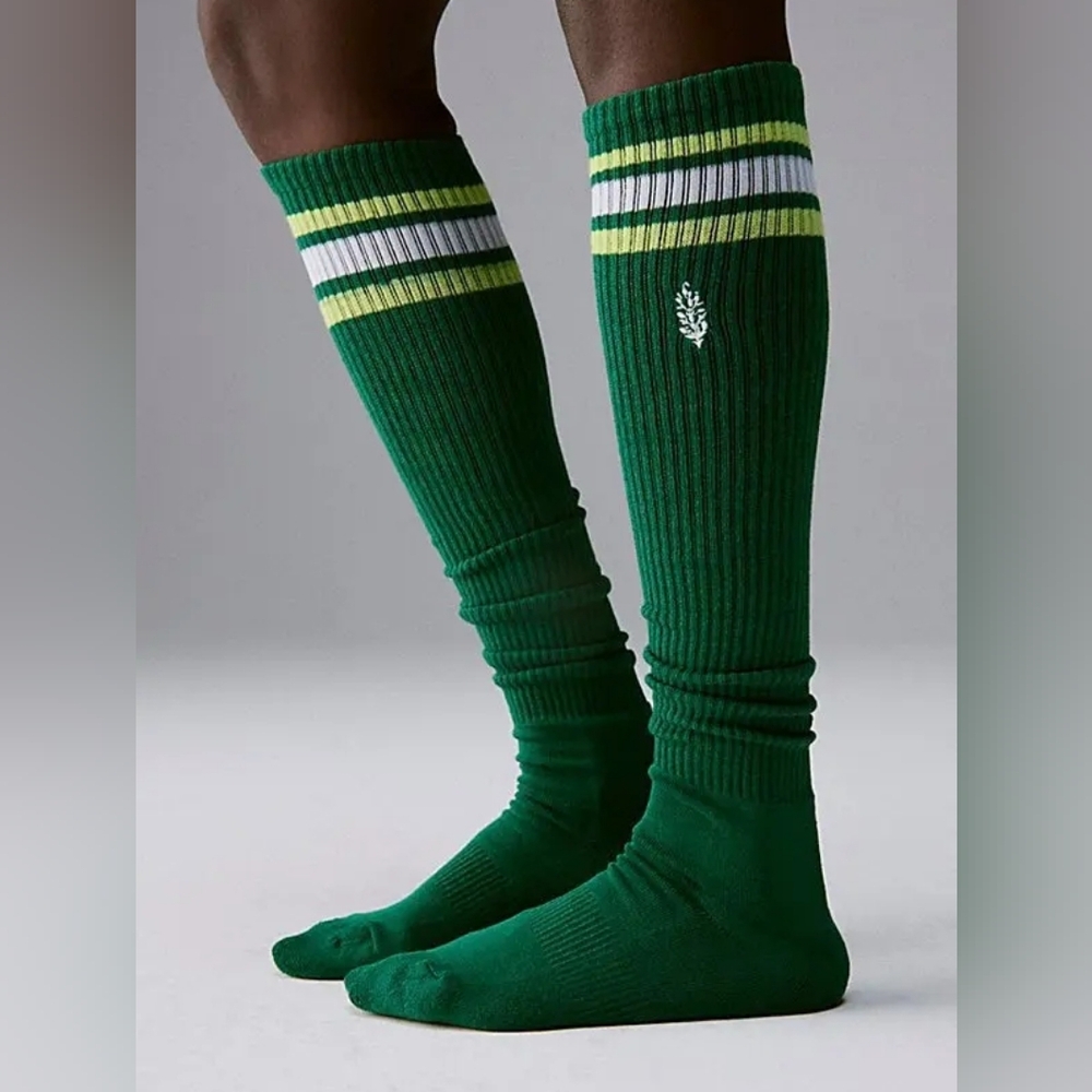 Knee High Logo Stripe Socks/Green